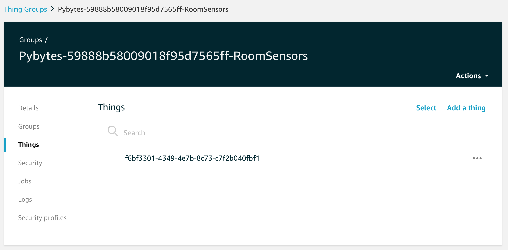 AWS things and groups just created